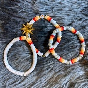 Red to Light Yellow Ombré Sunset Artisan Clay Bracelet Stack